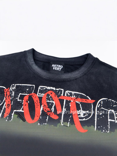 New Retrovert printed letter trendy brand short-sleeve summer casual versatile shirt