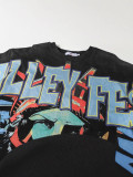 Cross-border American fashion brand VALE's new washed and distressed American hip-hop street print vintage pure cotton versatile short-sleeve T-shirt