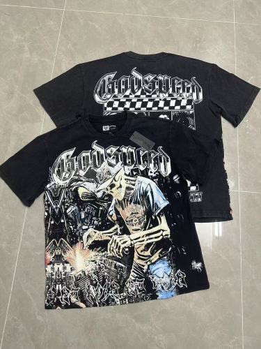 Cross-border trendy new pure cotton printed American hip-hop street casual versatile short-sleeve T-shirt