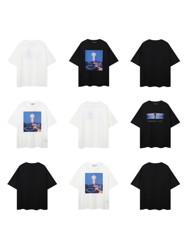 American-style niche printed short-sleeve T-shirt for men, loose and casual summer top from a trendy brand