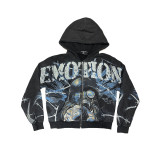 Cross-border trendy new style  American street hip-hop pure cotton highly realistic hooded sweatshirt