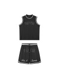 Trapstar embroidered letter tank top and shorts set, summer casual sports two-piece outfit