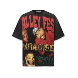 Cross-border American fashion brand VALE's new washed and distressed American hip-hop street print vintage pure cotton versatile short-sleeve T-shirt