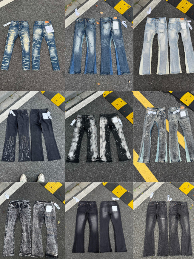 Cross-border trendy new Purple Brand ripped washed vintage street hip-hop denim pants