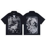 E.R.D American-style cross-border high street hip-hop print pattern new loose casual short-sleeve shirt