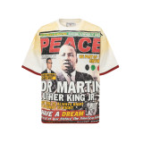 Cross-border American fashion brand VALE's new washed and distressed American hip-hop street print vintage pure cotton versatile short-sleeve T-shirt