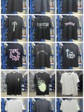 Trendy loose-fitting black short-sleeve T-shirt with printed design
