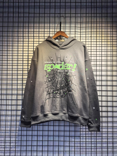 Cross-border American fashion sp5der loose-fitting American hip-hop street casual versatile pure cotton printed hoodie