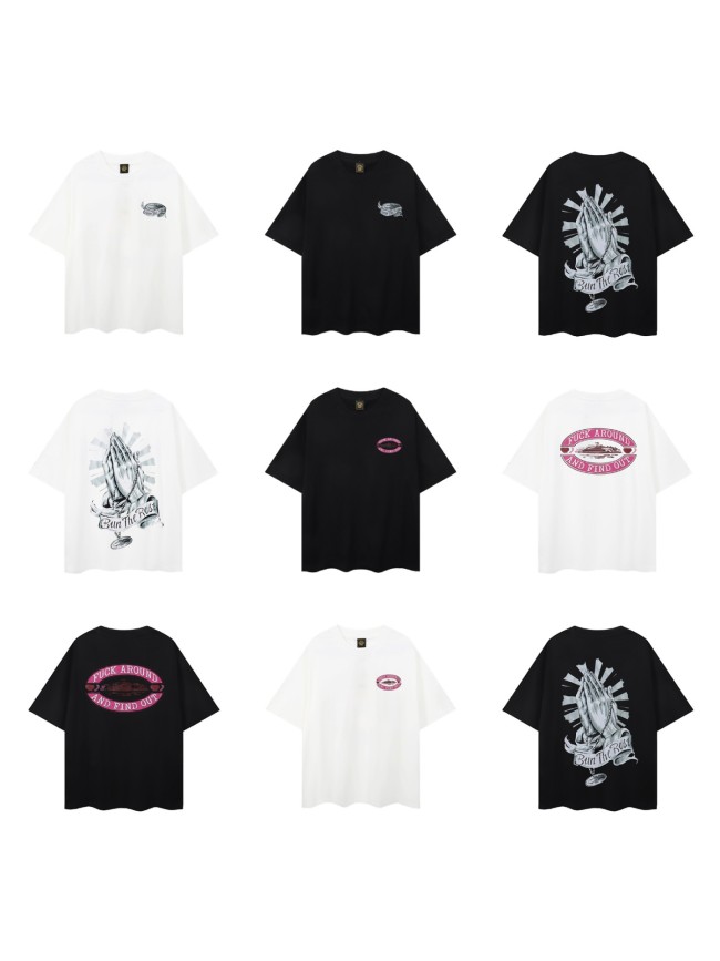 American-style trendy brand creative printed short-sleeve T-shirt, summer loose casual men's top