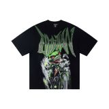 Cross-border American fashion  new rhinestone-printed American street hip-hop pure cotton loose-fit short-sleeve shirt