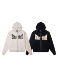Cross-border American fashion  new letter-print American street hip-hop studded zipper hoodie
