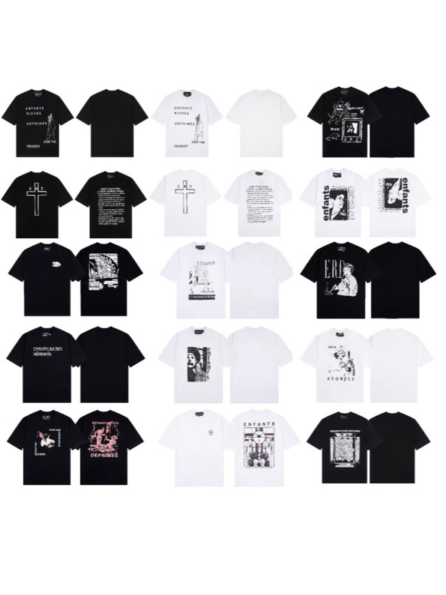 E.R.D.Melancholic Rich Kid Trendy American Style Printed Casual Short Sleeve T-Shirt