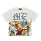25ss new cross-border trendy street hip-hop rhinestone pure cotton sports casual short-sleeve T-shirt