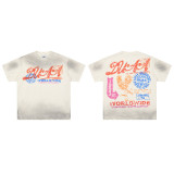 Cross-border American fashion brand DUAA's new rhinestone-embellished American street hip-hop pure cotton high-quality casual versatile short-sleeve T-shirt