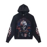 Cross-border 25ss autumn and winter new style direct-print washed vintage pure cotton hip-hop trendy hoodie sweatshirt