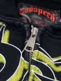 Cross-border 2025 Fall/Winter GodSpeed New Printed Washed Vintage American Street Hip-Hop Hooded Jacket Sweatshirt