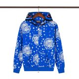 Cross-border trendy brand Glo Long's new full-print hooded pure cotton zip-up American street hip-hop sweatshirt