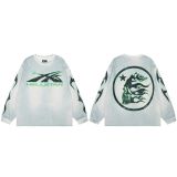 Cross-border American fashion Hellstar washed vintage distressed American street hip-hop printed long-sleeve T-shirt