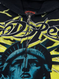 Cross-border 2025 Fall/Winter GodSpeed New Printed Washed Vintage American Street Hip-Hop Hooded Jacket Sweatshirt