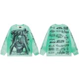 Cross-border American fashion Hellstar washed vintage distressed American street hip-hop printed long-sleeve T-shirt