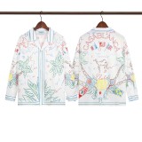 Cross-border American fashion Casblanca long-sleeve shirt, casual beach style, unisex printed patterned shirt
