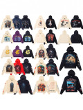 Cross-border 25ss autumn and winter new style direct-print washed vintage pure cotton hip-hop trendy hoodie sweatshirt