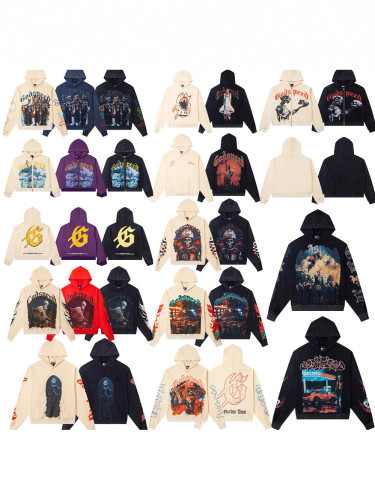 Cross-border 25ss autumn and winter new style direct-print washed vintage pure cotton hip-hop trendy hoodie sweatshirt