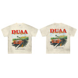Cross-border American fashion brand DUAA's new rhinestone-embellished American street hip-hop pure cotton high-quality casual versatile short-sleeve T-shirt