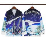 Cross-border American fashion Casblanca long-sleeve shirt, casual beach style, unisex printed patterned shirt
