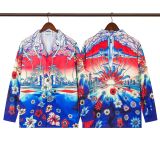 Cross-border American fashion Casblanca long-sleeve shirt, casual beach style, unisex printed patterned shirt