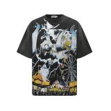 Cross-border American fashion brand VALE's new washed and distressed American hip-hop street print vintage pure cotton versatile short-sleeve T-shirt