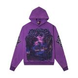 Cross-border 25ss autumn and winter new style direct-print washed vintage pure cotton hip-hop trendy hoodie sweatshirt