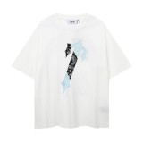 New printed short-sleeve T-shirt for men, summer loose fit, trendy brand, breathable and sweat-absorbent