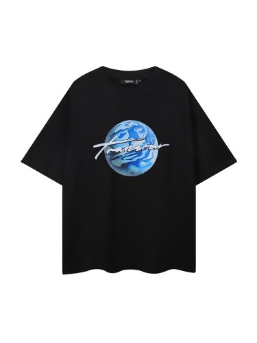 Summer Loose-Fit Pure Cotton Short-Sleeve T-Shirt for Men, Printed Trendy Couple's Top