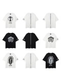 New printed short-sleeve T-shirt for men, summer loose fit, trendy brand, breathable and sweat-absorbent