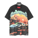 American high street fashion brand summer hip-hop casual racing sunset print loose short-sleeve T-shirt