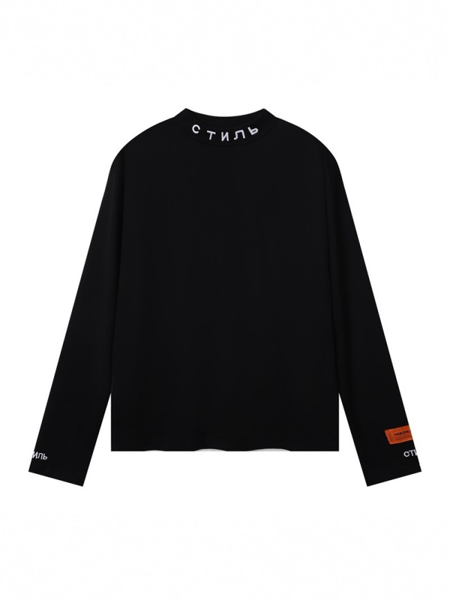 New pure cotton loose long-sleeve T-shirt for men, round neck, printed, trendy and versatile spring top