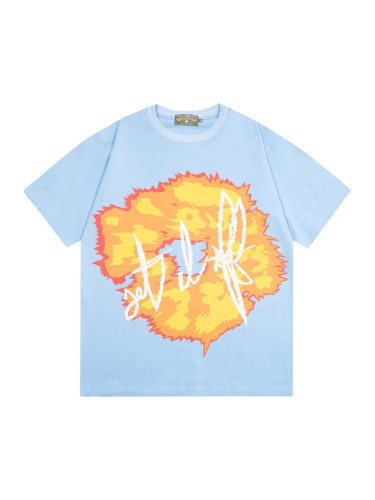 Denim Tears short-sleeve T-shirt with cotton flower print, unisex, youthful style, casual and versatile trendy brand