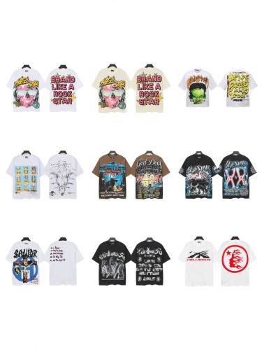 Summer new trendy brand printed short-sleeve T-shirt for men, loose fit