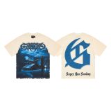Cross-border trendy new American street hip-hop pure cotton vintage distressed casual versatile short-sleeve shirt
