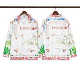 Cross-border American fashion Casblanca long-sleeve shirt, casual beach style, unisex printed patterned shirt