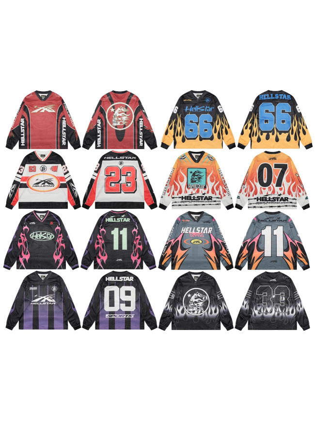 Cross-border American fashion Hellstar new American street hip-hop casual breathable versatile mesh long sleeve