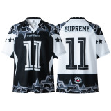 Supreme cross-border 25ss football jersey T-shirt mesh sports loose trendy unisex high street American style short sleeve