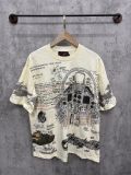 Cross-border trendy new American street hip-hop pure cotton vintage distressed casual versatile short-sleeve shirt