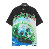 American high street fashion brand summer hip-hop casual racing sunset print loose short-sleeve T-shirt