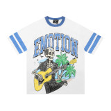 New 25ss Cross-Border Rhinestone Print American Streetwear High Street Short Sleeve T-Shirt