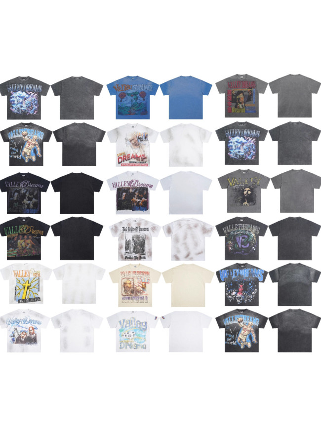 Cross-border American fashion brand VALE's new trendy American street hip-hop loose-fit full-print cotton short-sleeve T-shirt