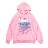 Sp5der cross-border trendy brand new loose casual printed hooded pure cotton spider web versatile American street style sweatshirt