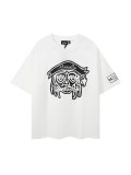 New printed short-sleeve T-shirt for men, summer loose fit, trendy brand, breathable and sweat-absorbent
