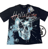 New European and American Gothic Style Quirky Street Fashion Hip-Hop Print High Street Casual Unisex Short Sleeve Crew Neck T-Shirt